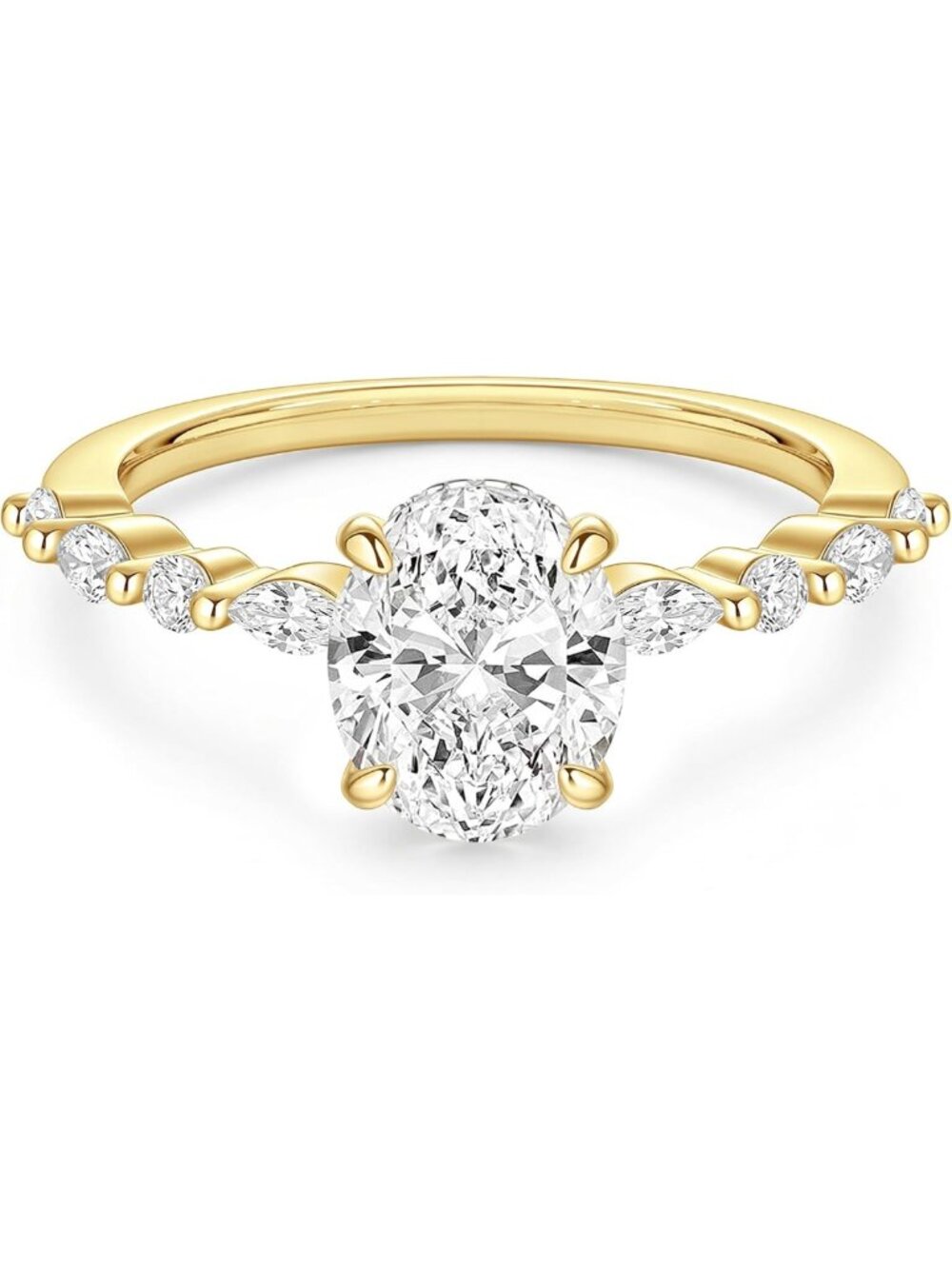 Stunning Oval Cut Travel Engagement Ring for Women, Size 4-10, Wedding Band